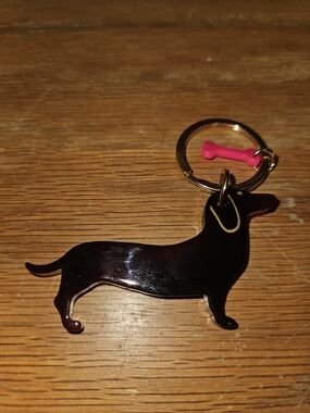 Pink Bone & Black Dachshund Keychain for Kids